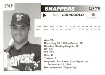 1996 Beloit Snappers #NNO Jamie Lopiccolo Back