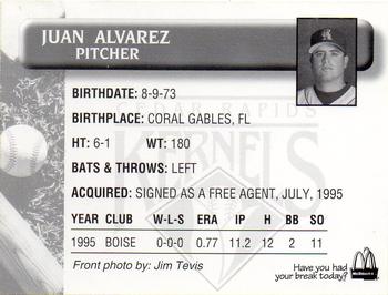 1996 Cedar Rapids Kernels #NNO Juan Alvarez Back
