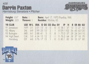 1995 Harrisburg Senators #28 Darrin Paxton Back