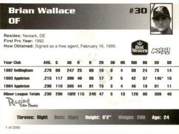 1995 Burlington Bees #30 Brian Wallace Back