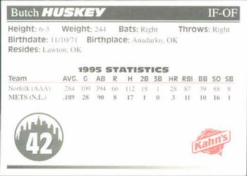 1996 Kahn's New York Mets #NNO Butch Huskey Back