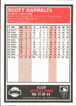 1987 Fleer Baseball's Hottest Stars #17 Scott Garrelts Back