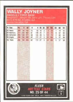1987 Fleer Baseball's Hottest Stars #25 Wally Joyner Back
