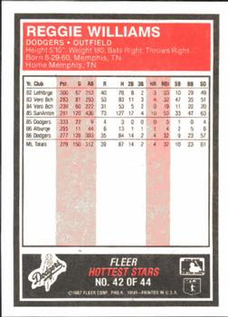 1987 Fleer Baseball's Hottest Stars #42 Reggie Williams Back