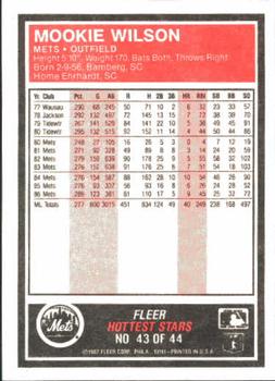 1987 Fleer Baseball's Hottest Stars #43 Mookie Wilson Back