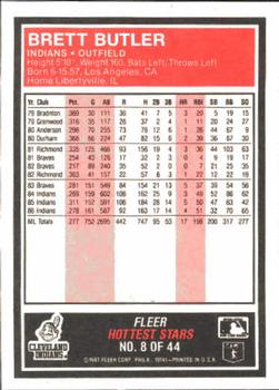 1987 Fleer Baseball's Hottest Stars #8 Brett Butler Back