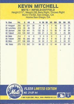 1987 Fleer Record Setters #21 Kevin Mitchell Back