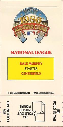 1987 Donruss All-Stars - Pop-Ups #NNO Dale Murphy Back