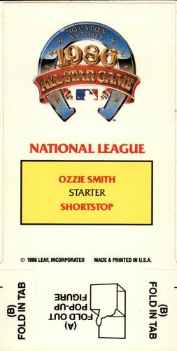 1987 Donruss All-Stars - Pop-Ups #NNO Ozzie Smith Back