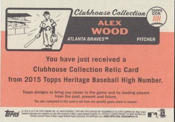 2015 Topps Heritage - Clubhouse Collection Relics #CCR-AW Alex Wood Back