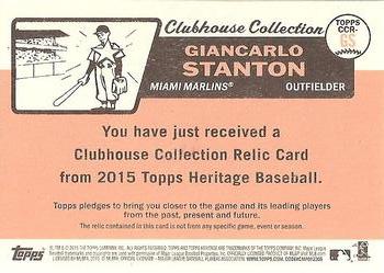 2015 Topps Heritage - Clubhouse Collection Relics #CCR-GS Giancarlo Stanton Back