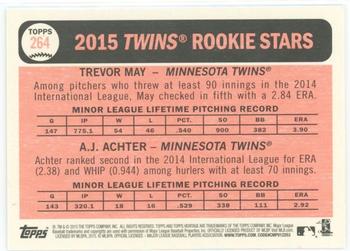 2015 Topps Heritage - Gum Stained Backs #264 Trevor May / A.J. Achter Back