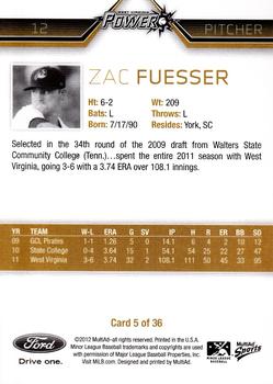 2012 MultiAd West Virginia Power #5 Zac Fuesser Back