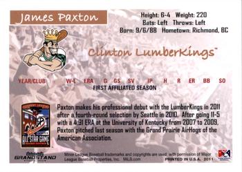 2011 Grandstand Midwest League All-Stars West Division #NNO James Paxton Back