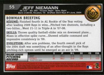 2010 Bowman Chrome #55 Jeff Niemann  Back