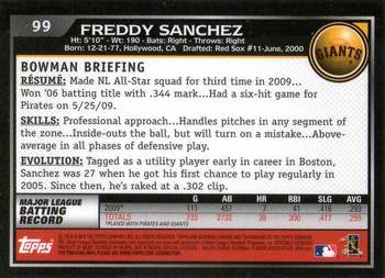 2010 Bowman Chrome #99 Freddy Sanchez  Back
