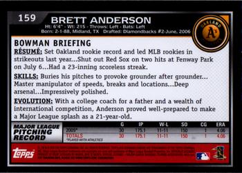 2010 Bowman Chrome #159 Brett Anderson  Back