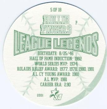 2001 King B League Legends Discs #5 Rollie Fingers Back