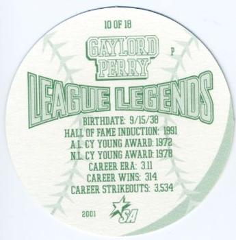 2001 King B League Legends Discs #10 Gaylord Perry Back
