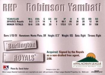 2011 Grandstand Appalachian League Top Prospects #NNO Robinson Yambati Back