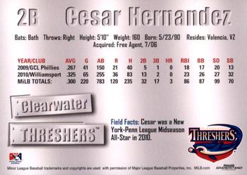 2011 Grandstand Clearwater Threshers #NNO Cesar Hernandez Back