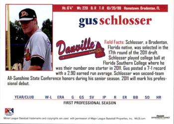 2011 Grandstand Danville Braves #NNO Gus Schlosser Back