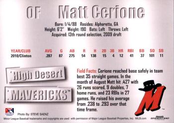 2011 Grandstand High Desert Mavericks #NNO Matt Cerione Back