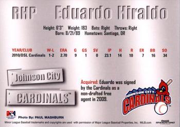 2011 Grandstand Johnson City Cardinals #NNO Eduardo Hiraldo Back