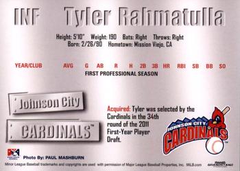 2011 Grandstand Johnson City Cardinals #NNO Tyler Rahmatulla Back