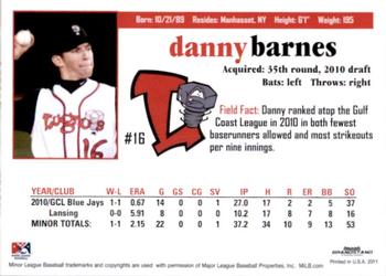 2011 Grandstand Lansing Lugnuts #NNO Danny Barnes Back