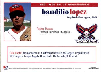 2011 Grandstand Orem Owlz #NNO Baudilio Lopez Back