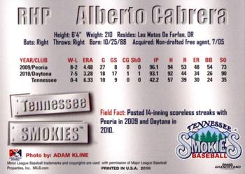 2011 Grandstand Tennessee Smokies #NNO Alberto Cabrera Back