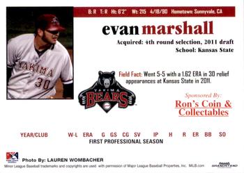 2011 Grandstand Yakima Bears #NNO Evan Marshall Back
