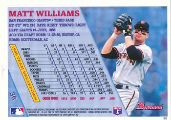 1996 Bowman - Foil #36 Matt Williams Back