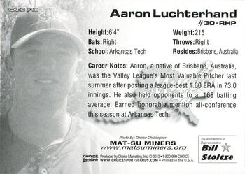 2012 Choice Mat-Su Miners #18 Aaron Luchterhand Back