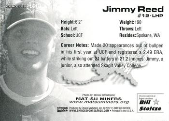 2012 Choice Mat-Su Miners #22 Jimmy Reed Back
