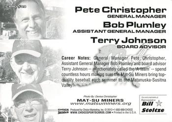 2012 Choice Mat-Su Miners #29 Pete Christopher / Bob Plumley / Terry Johnson Back