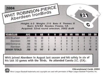 2004 Grandstand Aberdeen IronBirds #NNO Whit Robinson-Pierce Back