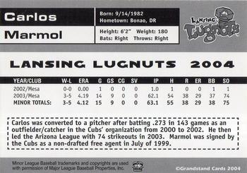 2004 Grandstand Lansing Lugnuts #NNO Carlos Marmol Back