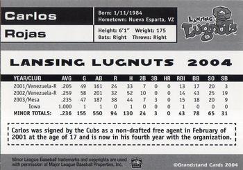 2004 Grandstand Lansing Lugnuts #NNO Carlos Rojas Back