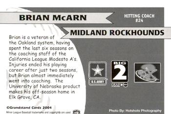 2004 Grandstand Midland RockHounds #NNO Brian McArn Back