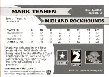 2004 Grandstand Midland RockHounds #NNO Mark Teahen Back