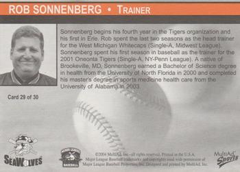 2004 MultiAd Erie SeaWolves #29 Rob Sonnenberg Back