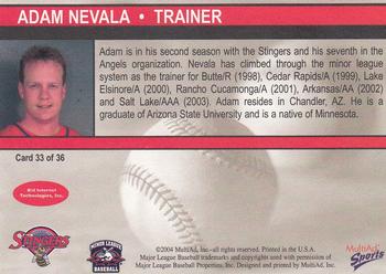 2004 MultiAd Salt Lake Stingers #33 Adam Nevala Back