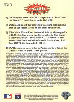 1996 Collector's Choice - You Crash the Game Gold #CG18 Gary Sheffield Back