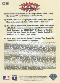 1996 Collector's Choice - You Crash the Game Gold #CG26 Ken Griffey Jr. Back