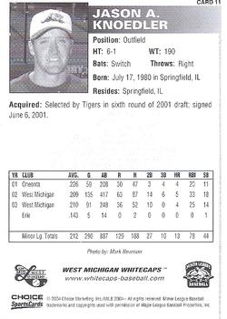 2004 Choice West Michigan Whitecaps #11 Jason Knoedler Back