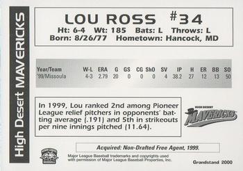 2000 Grandstand High Desert Mavericks #NNO Lou Ross Back