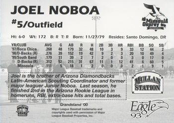 2000 Grandstand Missoula Osprey #NNO Joel Noboa Back