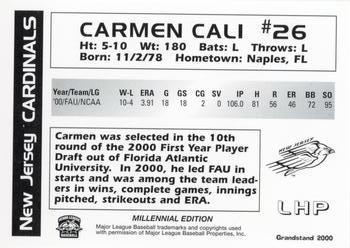 2000 Grandstand New Jersey Cardinals #NNO Carmen Cali Back